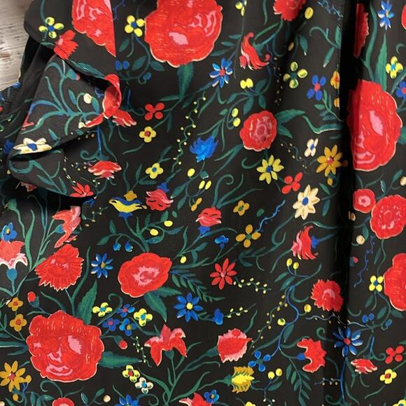J. Crew Printed Flutter Dress Size 4 Black Red Floral - Picture 4 of 7
